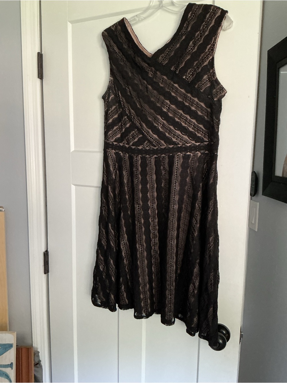 Dress Barn Black Lace Dress with Nude Lining